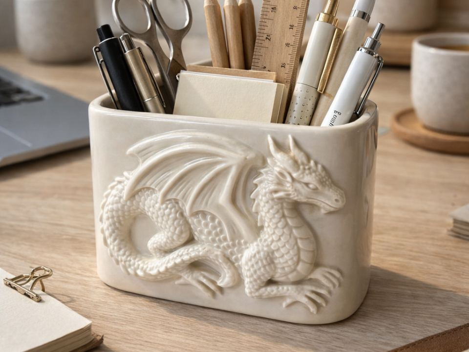 Dragon Relief Desk Organizer Holder