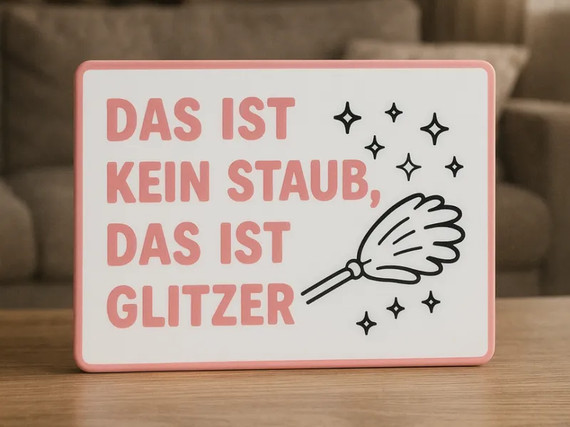 Das ist kein Staub, das ist Glitzer Schild