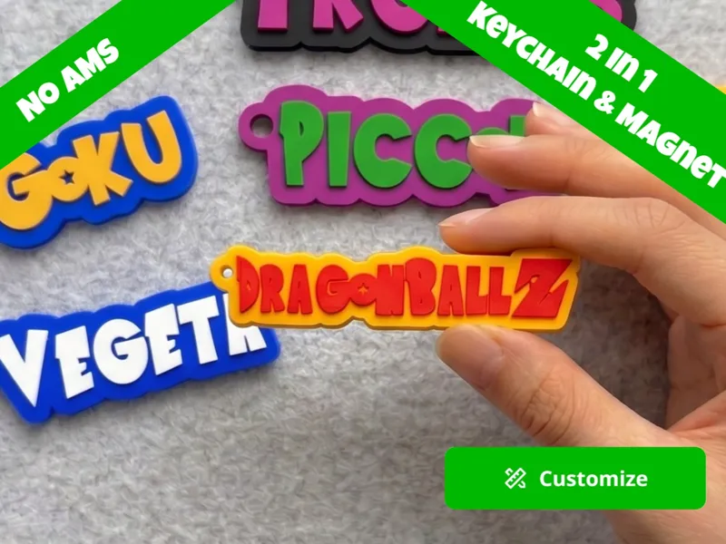DragonBallZ Font customizable name keychain/magnet