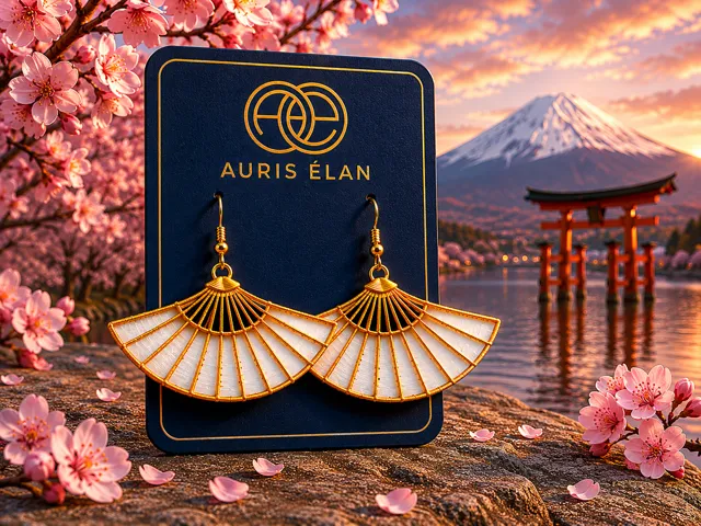 Golden Sakura Fans Earrings