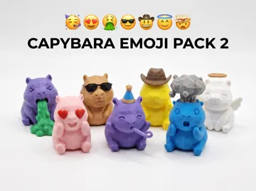 Accesorio para impresora 3D: Cute Capybara Low-Poly Emoji - Collection 2 (AMS) — vista de referencia 3