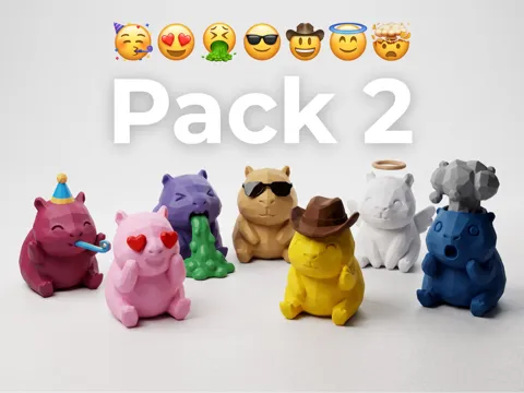 Accesorio para impresora 3D: Cute Capybara Low-Poly Emoji - Collection 2 (AMS) — referencia de MakerWorld