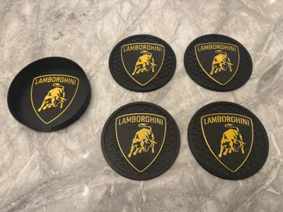 Lamborghini Luxury Drinks Coasters & Storage Case