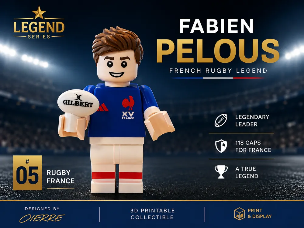 Figura decorativa: Fabien Pelous – French Rugby Legend. Referencia del modelo original.