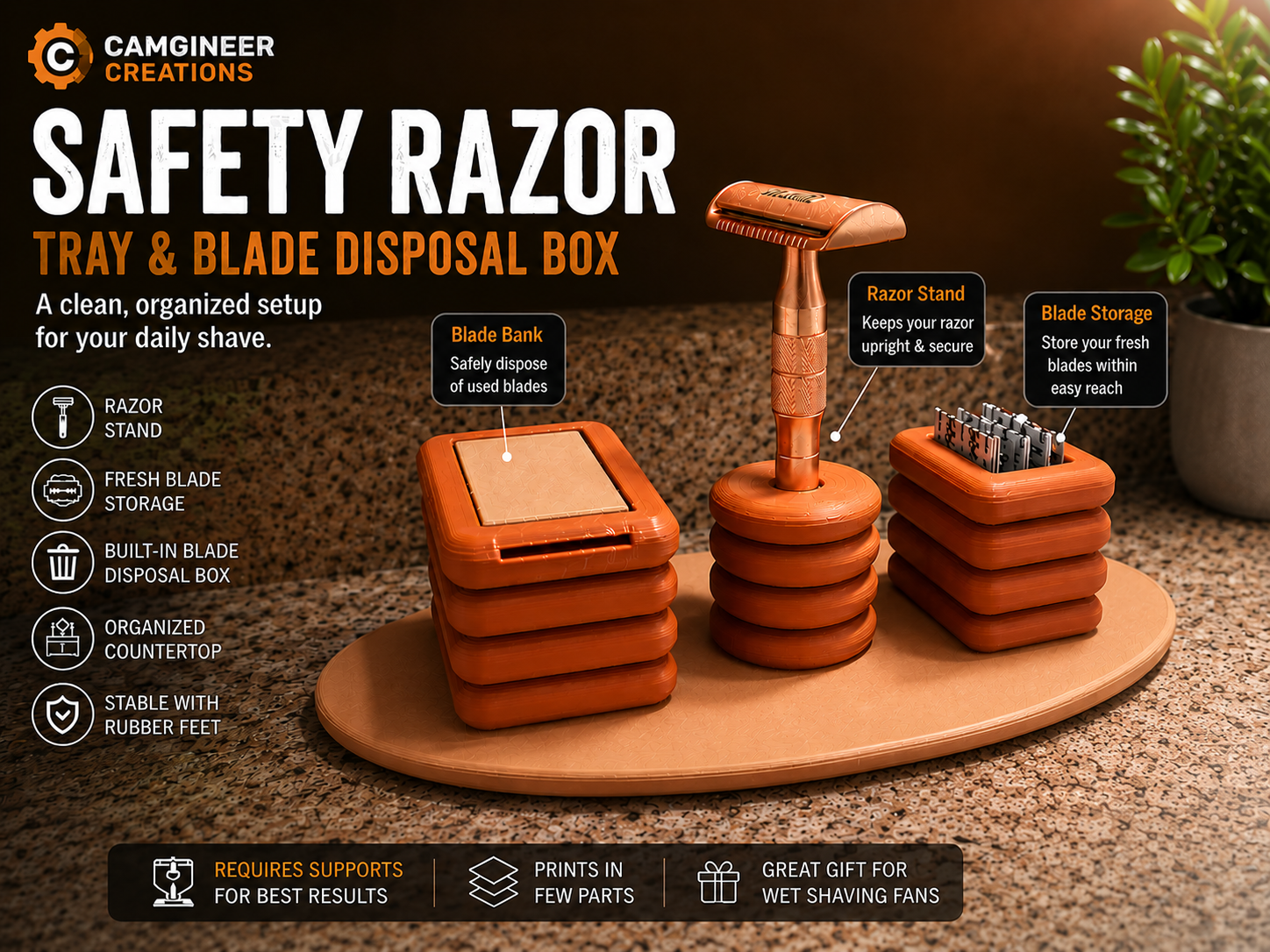 Safety Razor Tray & Blade Disposal Box