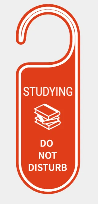 Door Sign - Studying