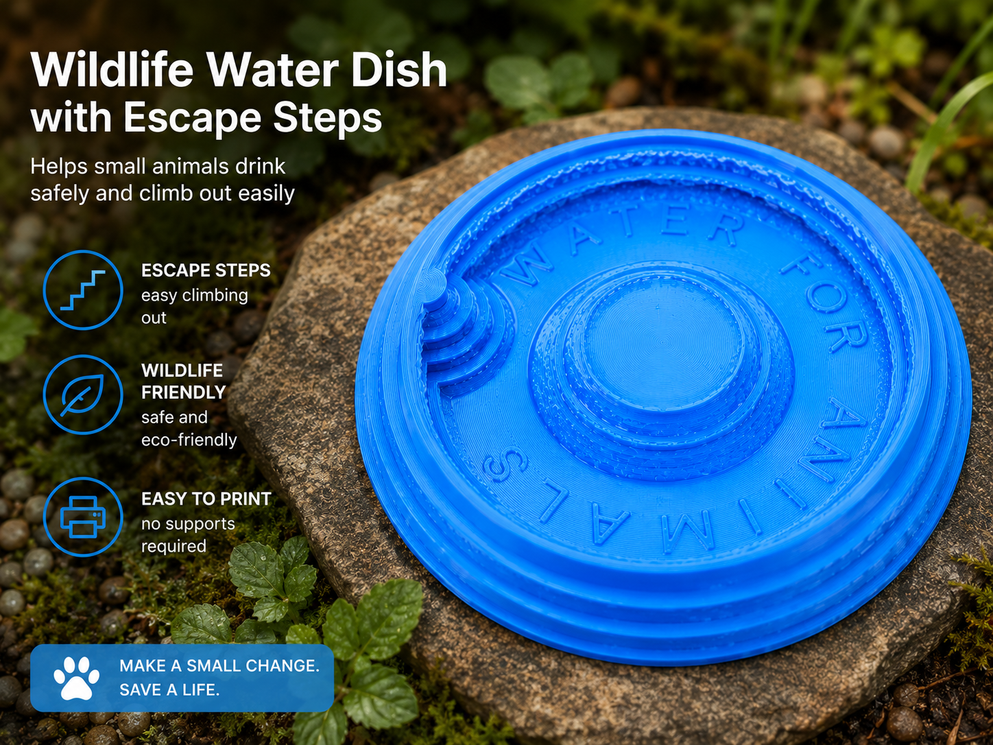 Garden Water bowl / dish with steps small animals