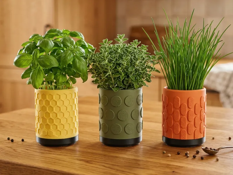 Kitchen Planter Trio: Honey, Circles & Beans