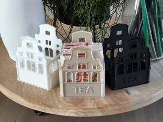 Tea bags holder labeled v2, Dutch/Amsterdam style