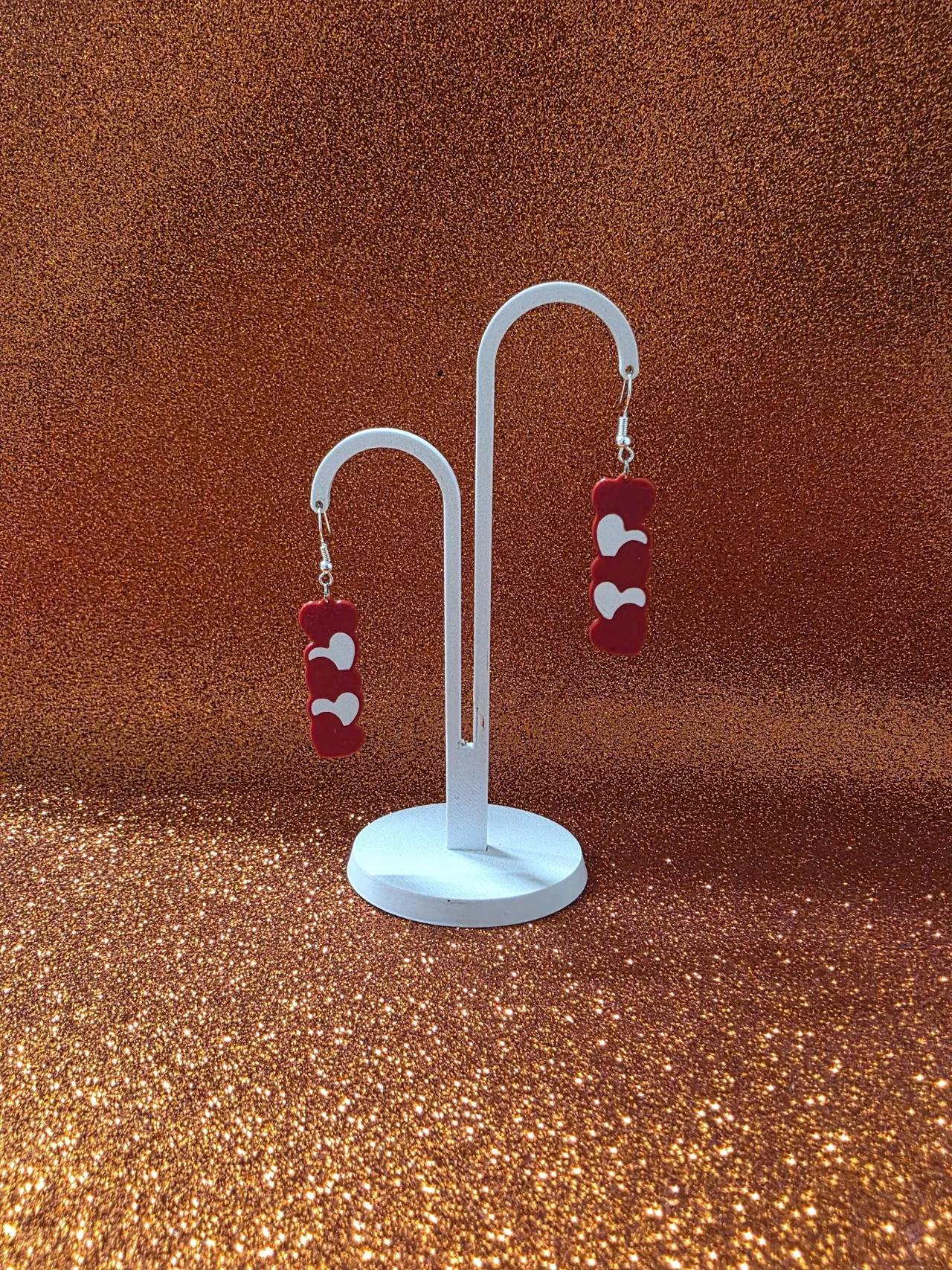 Cascading hearts charm earrings view 3