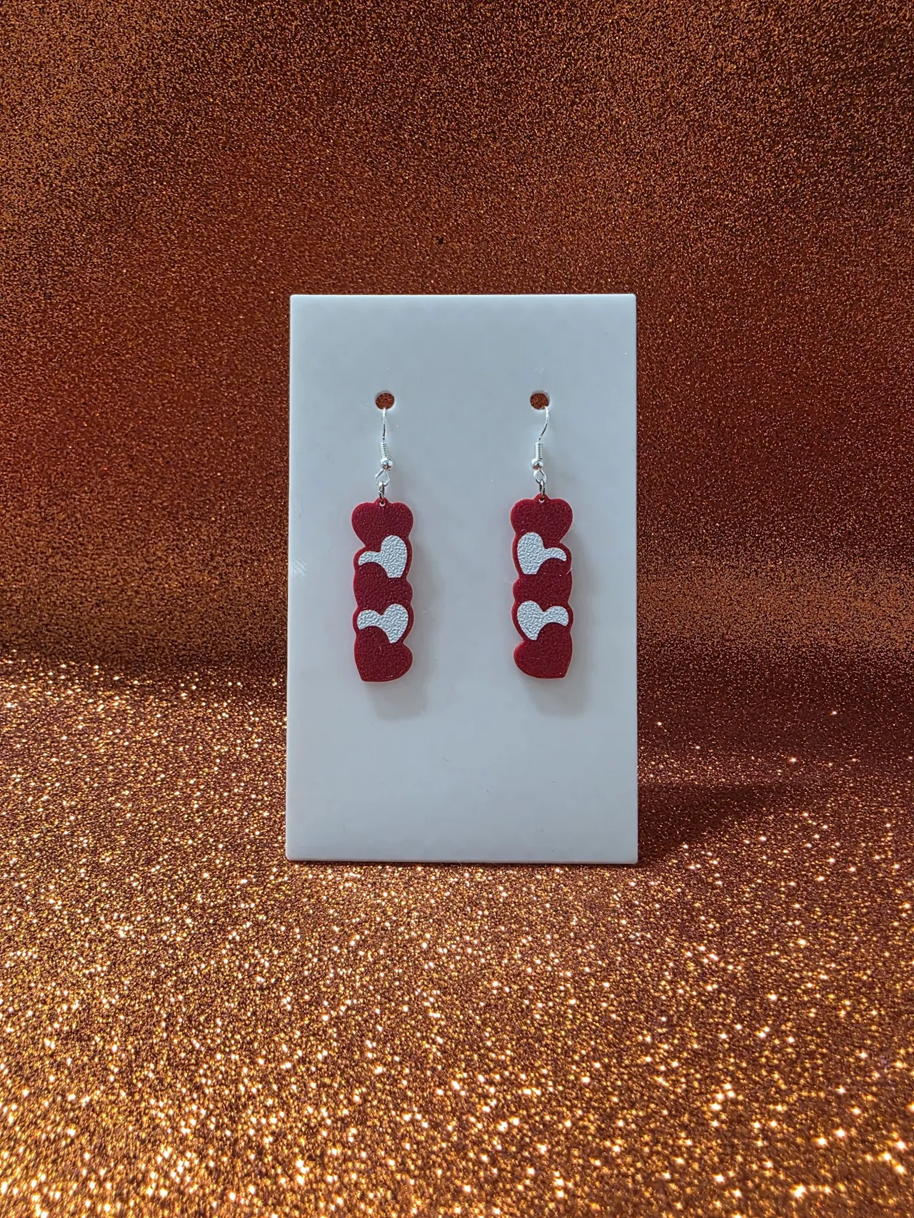 Cascading hearts charm earrings view 2