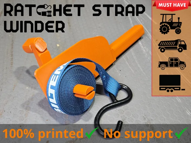 Ratchet Strap Winder L 1.0 - 100% printed parts!