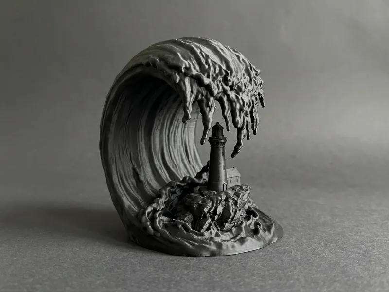 Dramatic Crashing Wave Diorama (Lighthouse on Rock