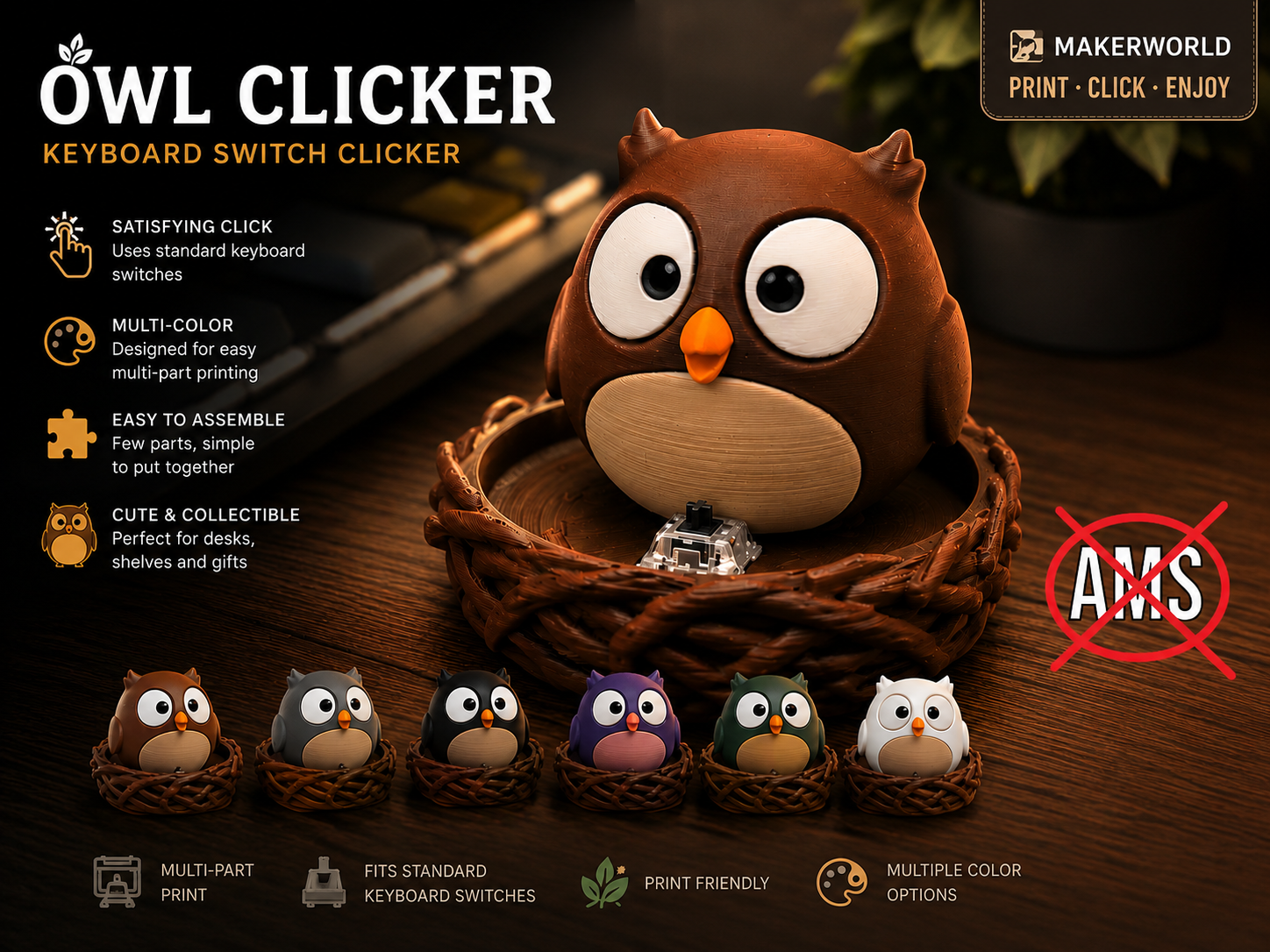 Goofy Owl Clicker - Multipart
