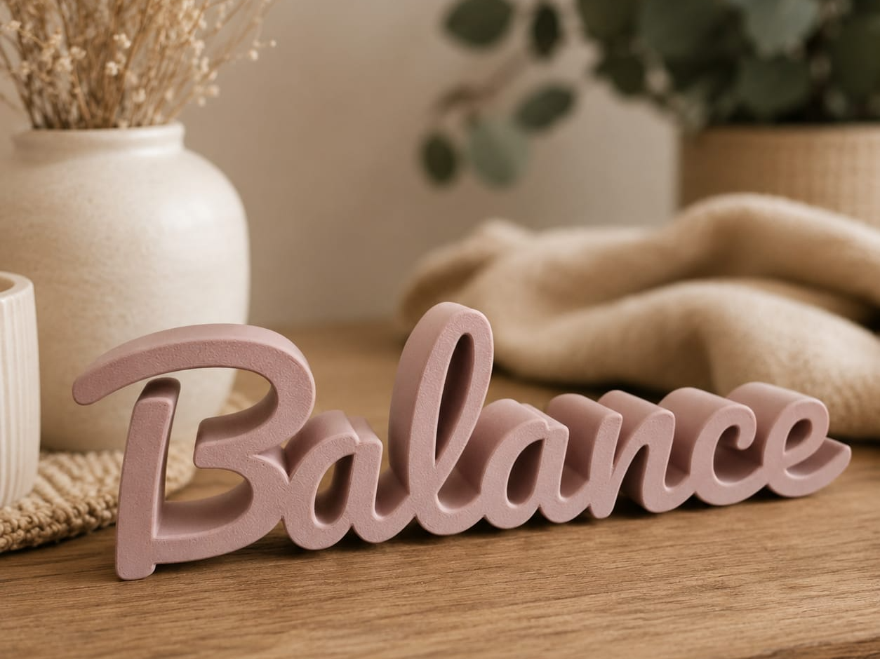 Balance Schriftzug Skandi Japandi Boho style