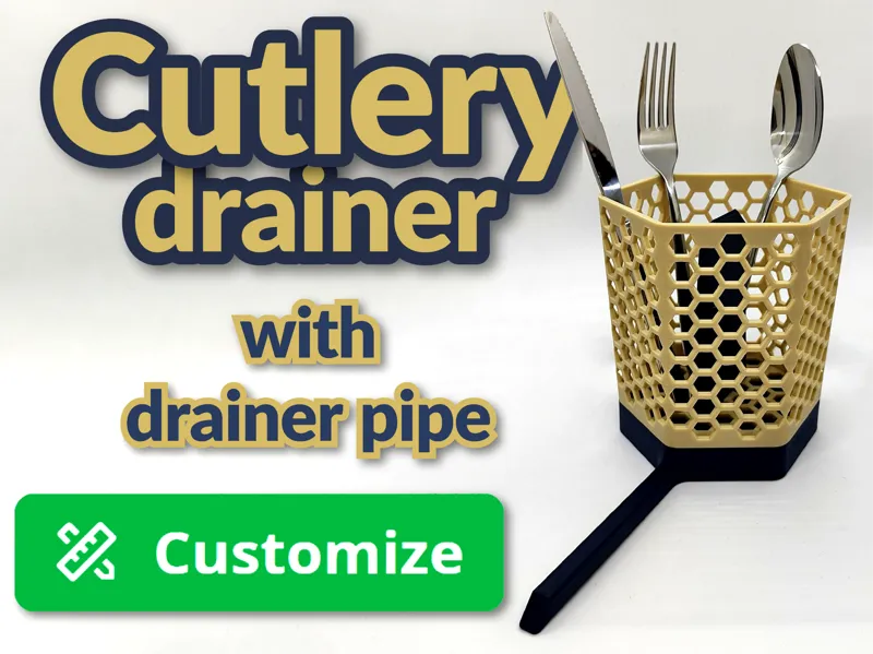 Hexagonal cutlery drainer with pipe - NO support