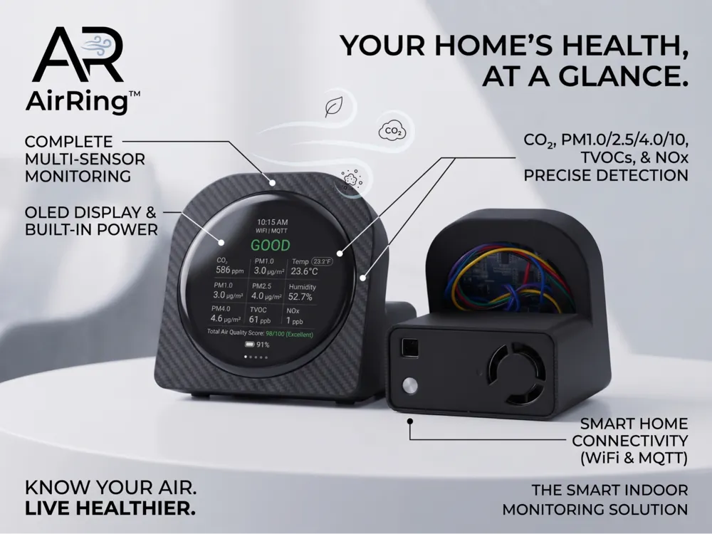 Modelo para impresión 3D: AirRing - Air quality monitor MQTT. Referencia del modelo original.