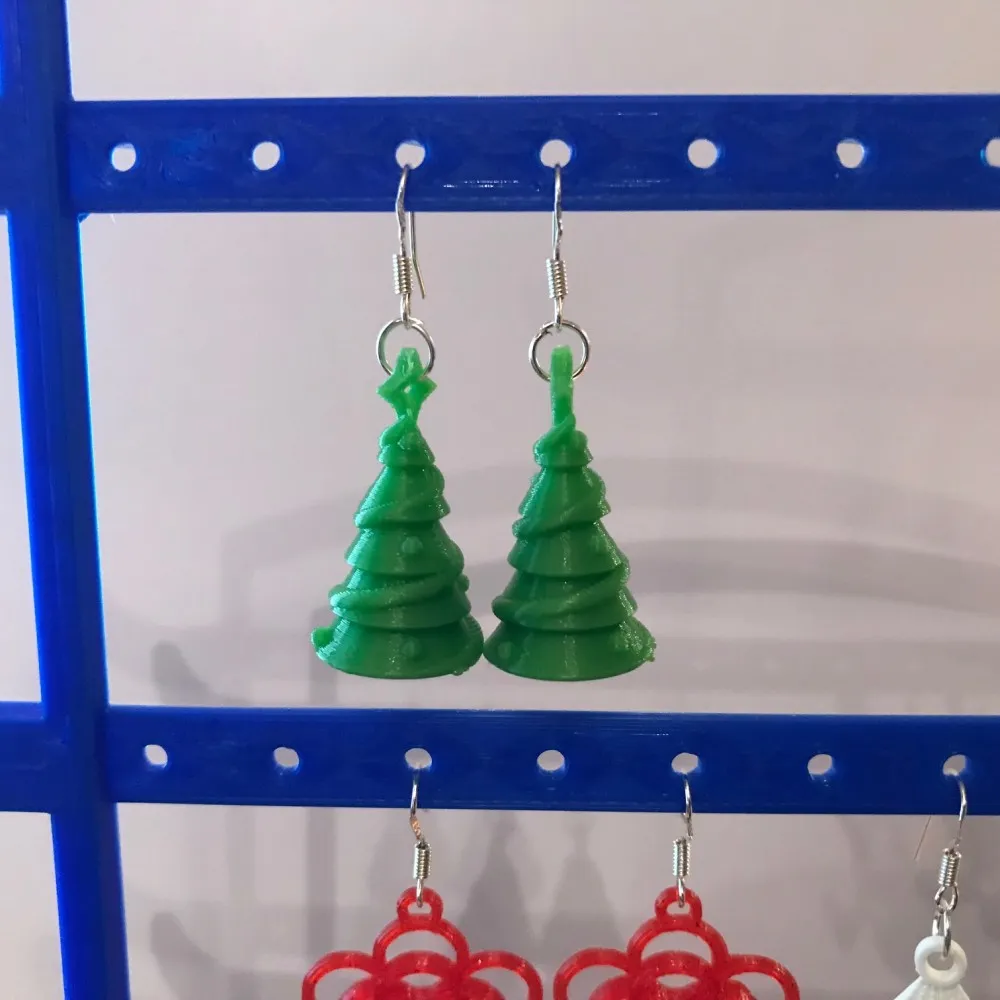 Christmas tree earrings single or multi colour view 3