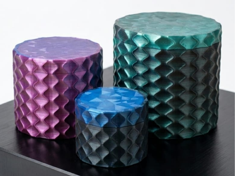 Geometric Wave Threaded Boxes 3 Sizes  No Support 
