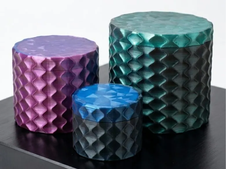 Geometric Wave Threaded Boxes 3 Sizes No Support