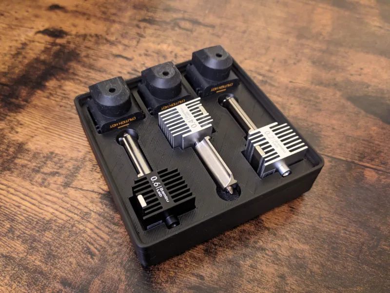 Gridfinity 2x2x3 - 3x A1 hotend+silicone sock tray