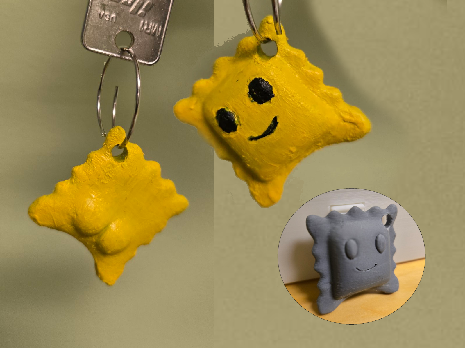 Cute Ravioli Keychain with Butt Cheeks Mini Pasta