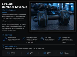 5 Pound Dumbbell Keychain