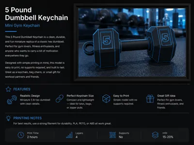 5 Pound Dumbbell Keychain