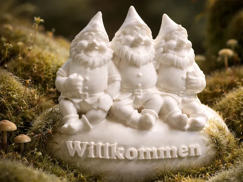 Drei Zwerge auf einem Stein - Text anpassbar