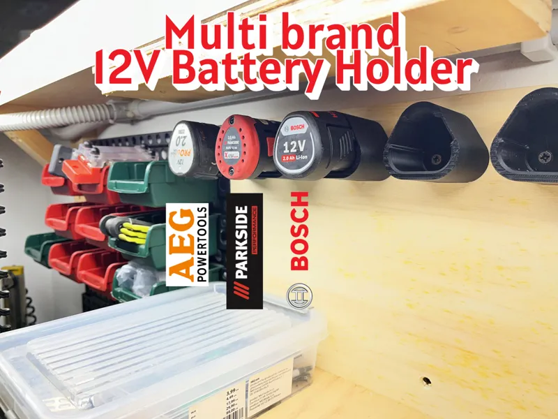 12V Battery Holder Bosch Parkside AEG Milwaukee