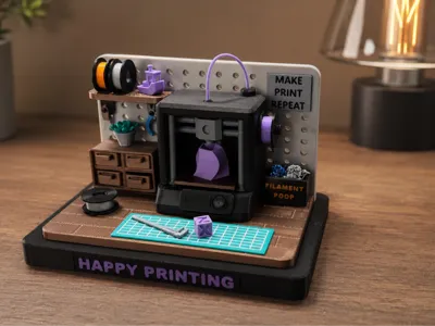 Minimalist 3D Printing Workshop Diorama