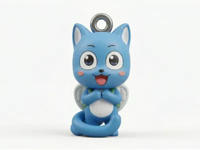 Cat Happy Keychain - Fairy Tail (Easy Print)