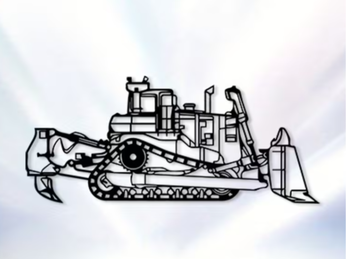 Bulldozer D9 Line Art | Wall Art