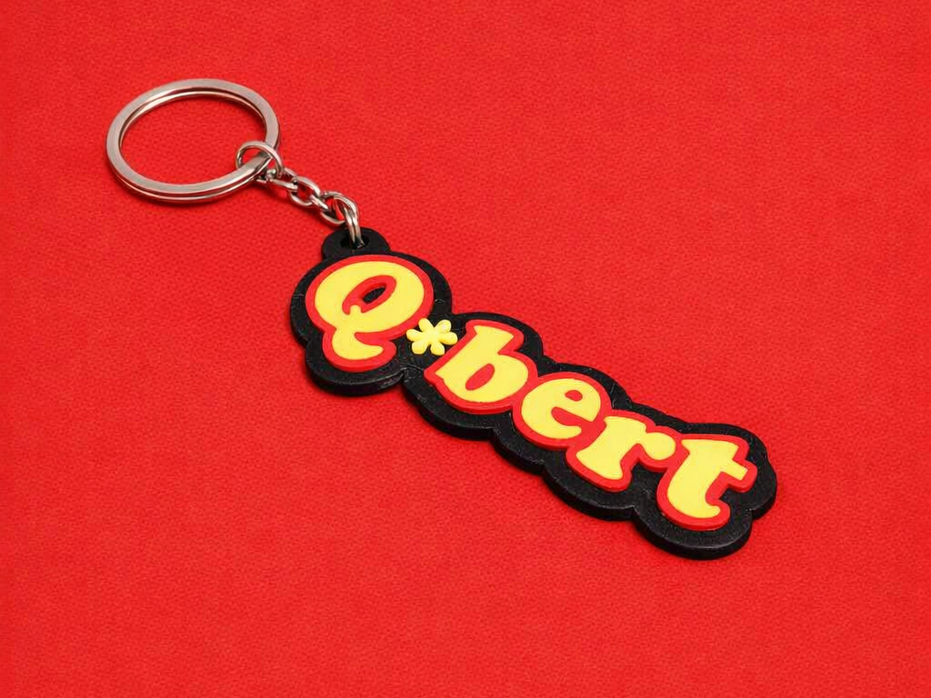 Q-Bert Retro Arcade Themed Keyring / Keychain