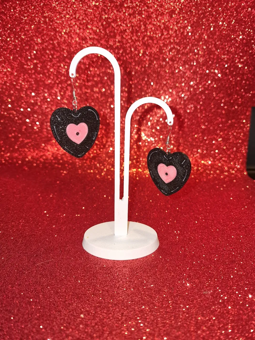 Vinyl love earrings view 3