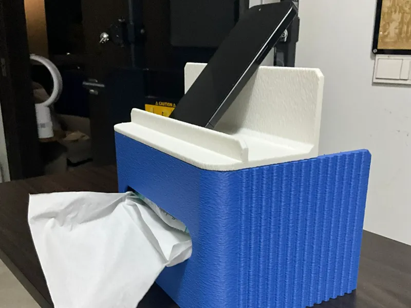 Tissue Box with Remote Phone Holder