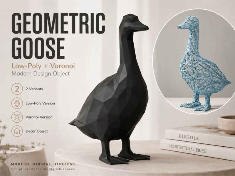 Goose Duck Voronoi Low Poly Design Home Decor Toy