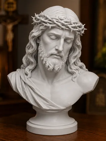 Figura decorativa: Jesus Christ Bust – Crown of Thorns STL — vista de referencia 2