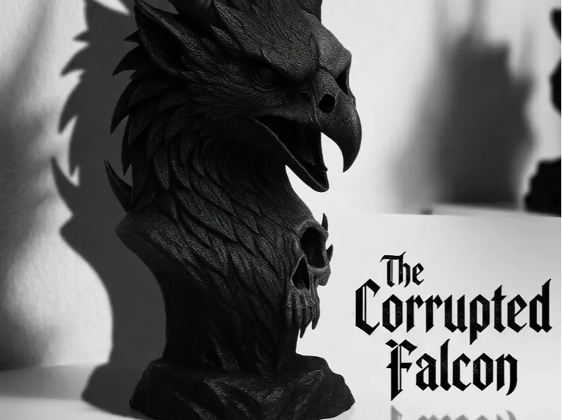 The Corrupted Falcon – Dark Fantasy Bird Bust