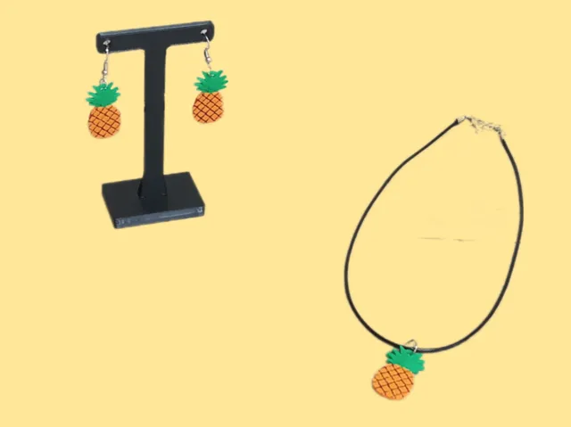Pineapple Earrings - Necklace - Keychain -AMS