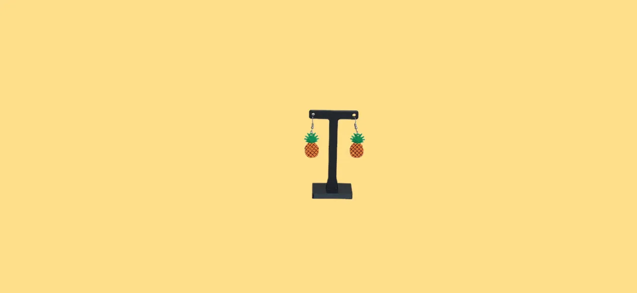 Pineapple Earrings - Necklace - Keychain -AMS view 2