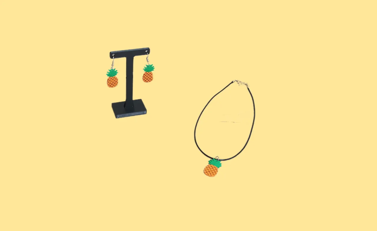Pineapple Earrings - Necklace - Keychain -AMS view 4