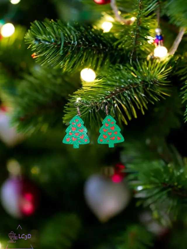 Christmas heart tree earrings