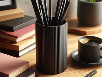 Modern ribbed pencil holder