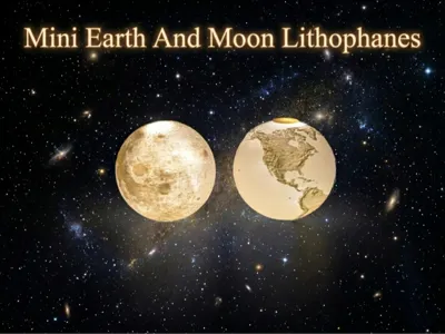 Miniature Earth And Moon Lithophanes