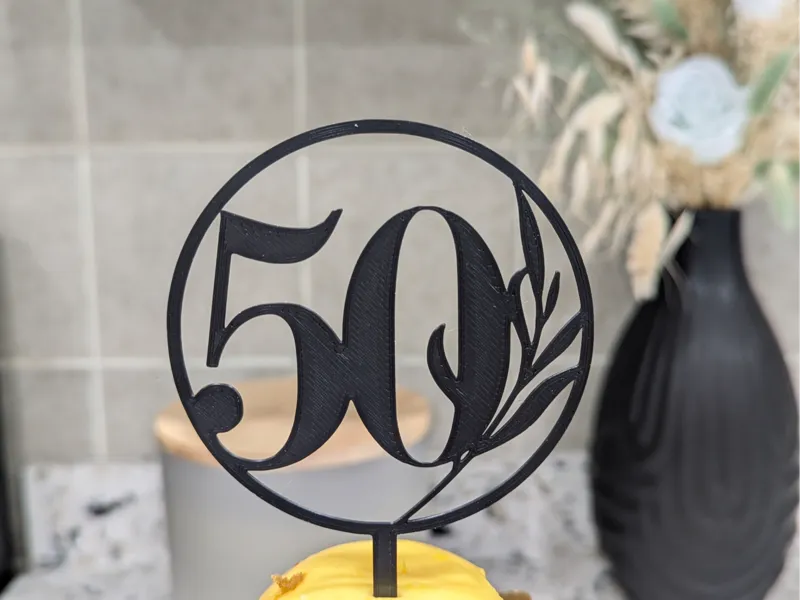 50th Birthday Cake Topper - Floral