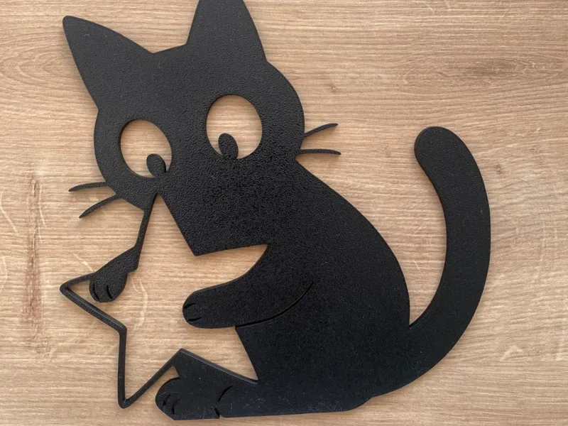 Chat et son étoile – Décoration pour coin de porte