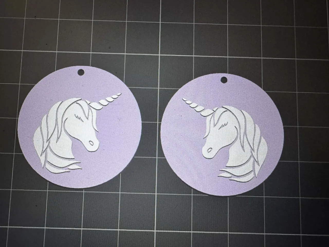 Unicorn disc earrings view 2