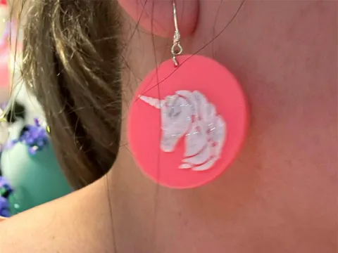 Unicorn disc earrings