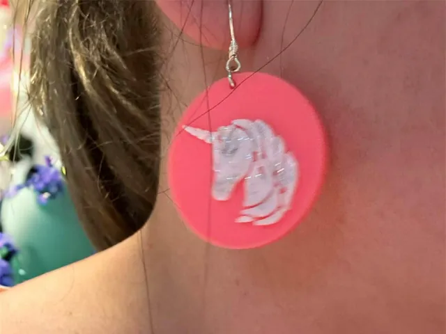 Unicorn disc earrings